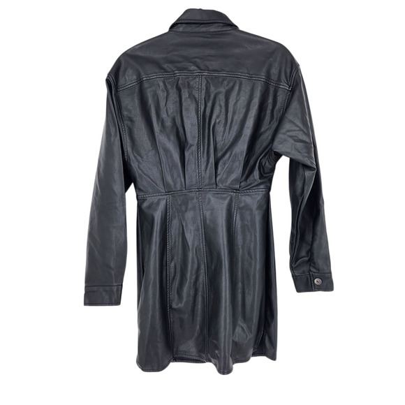 Free People X Amber Black Faux Button Front Long Sleeve Mini Dress Size 2 NEW - Picture 6 of 8